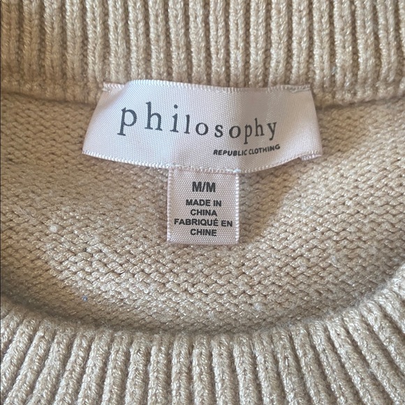 Flawed- Free - Philosophy Soft Beige and White Striped Crewneck Sweater - Picture 2 of 11